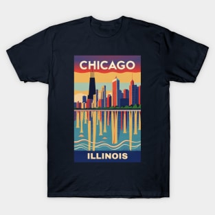 A Vintage Travel Art of Chicago - Illinois - US T-Shirt